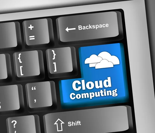 Teclado Ilustración Cloud Computing —  Fotos de Stock