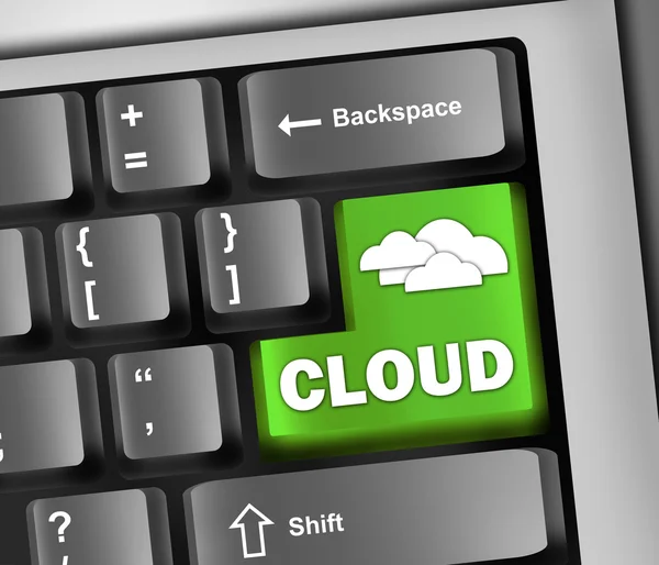 Teclado Ilustración Cloud Computing — Foto de Stock