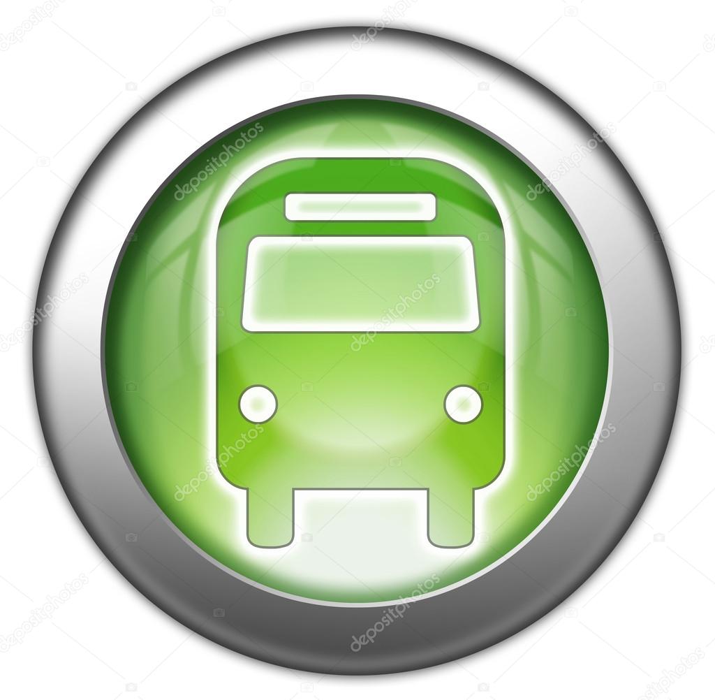 Icon, Button, Pictogram with Bus, Ground Transportation symbol
