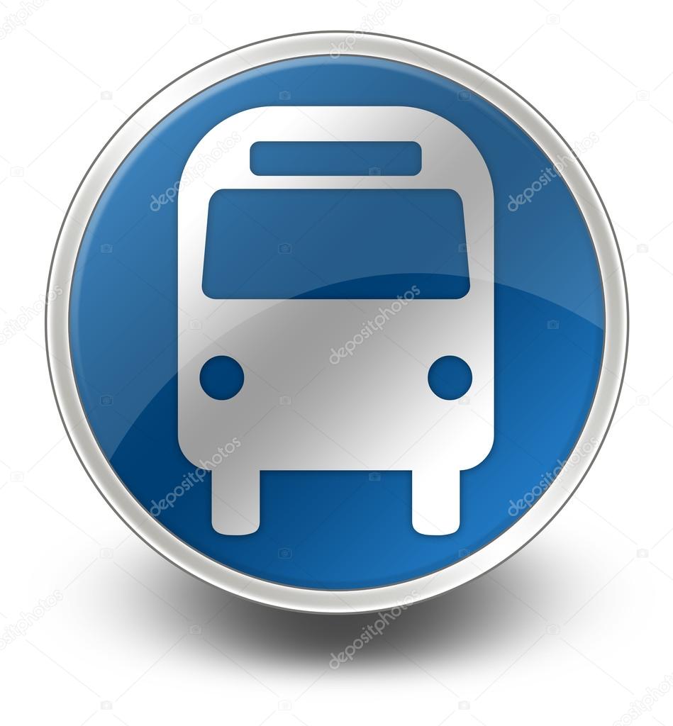 Icon, Button, Pictogram with Bus, Ground Transportation symbol