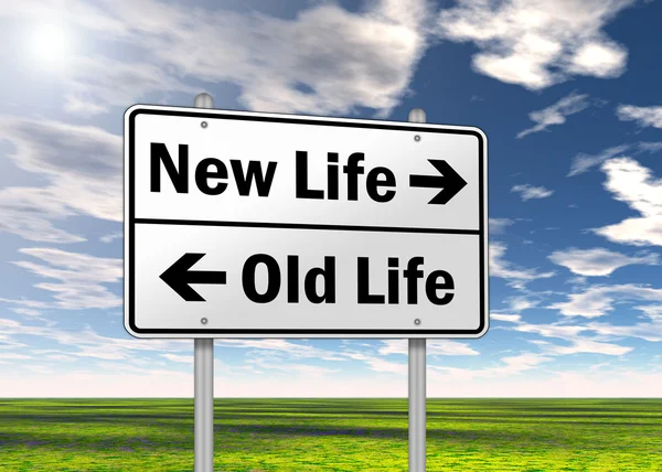 Traffic Sign New Life vs. Old Life — Stock Photo, Image