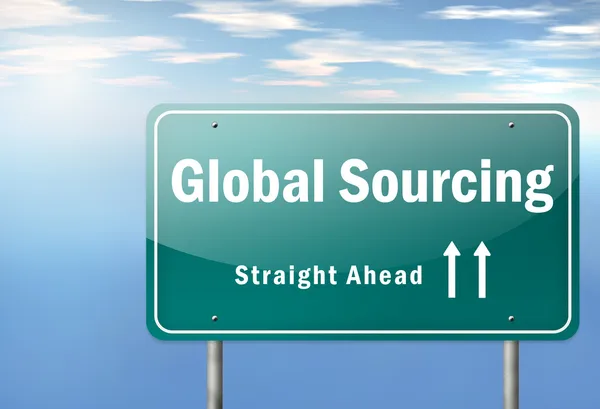 Highway Signpost Global Sourcing — Stock Photo, Image