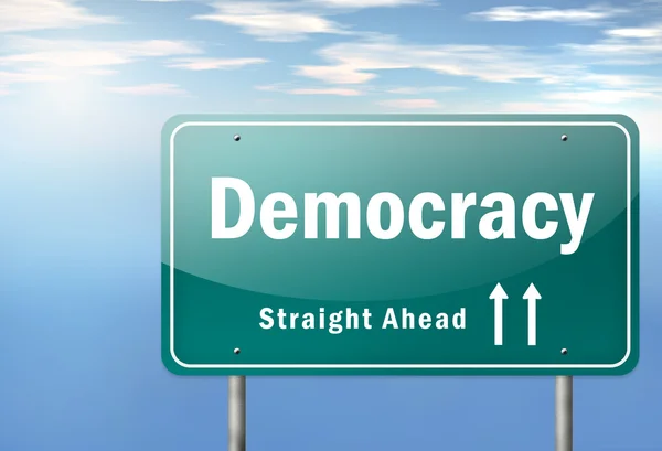 Motorväg skyltat demokrati — Stockfoto