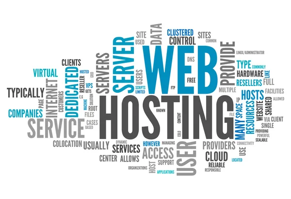 Palavra nuvem web hosting Imagem De Stock