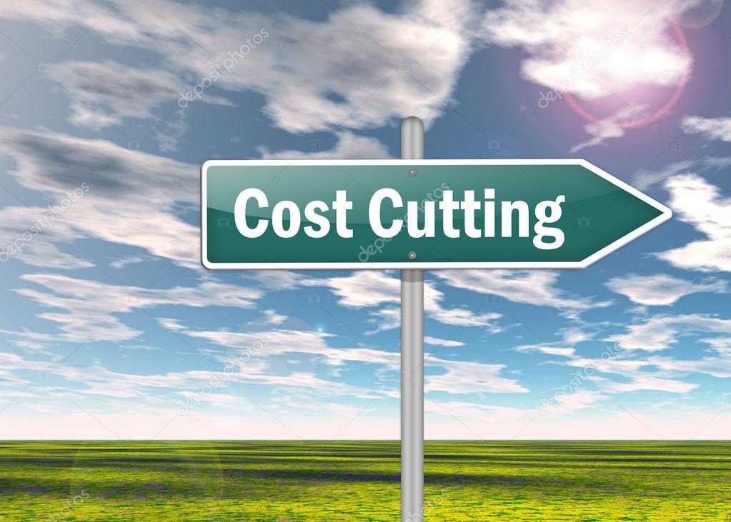 Signpost with Cost Cutting wording