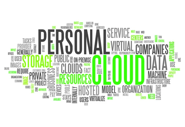 Słowo chmura chmury osobistej personal cloud — Zdjęcie stockowe