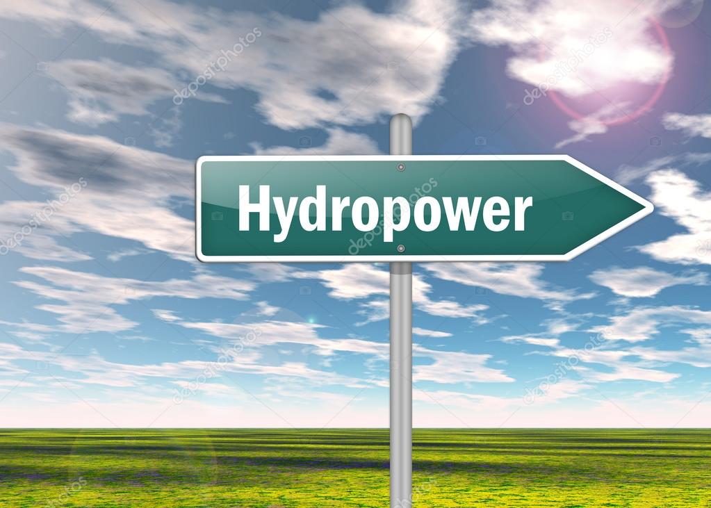Signpost with Hydropower wording