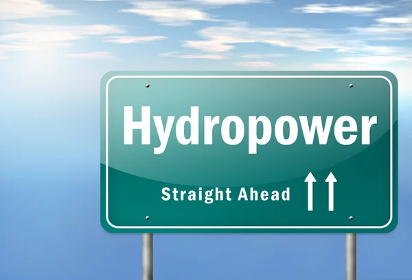 Highway Signpost Hydropower — Stock Photo, Image