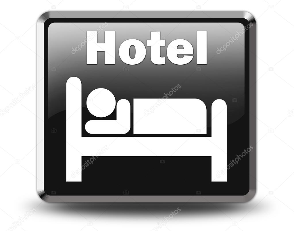 Icon, Button, Pictogram with Hotel, Lodging symbol