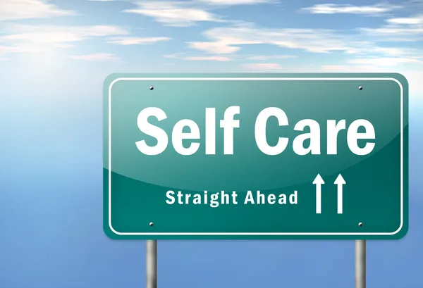 Highway Signpost Self Care — Stok fotoğraf