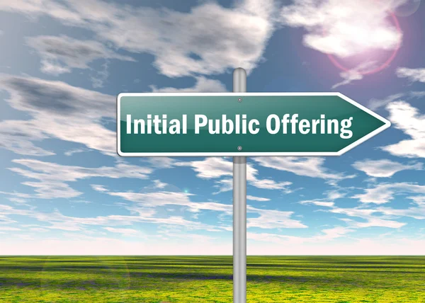 Signpost Initial Public Offering — Stock Photo, Image
