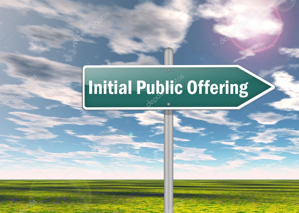 Signpost with Initial Public Offering wording