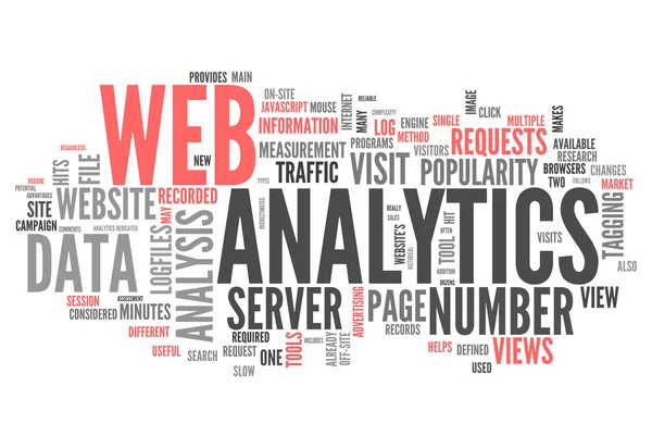 Λέξη σύννεφο web analytics — Φωτογραφία Αρχείου