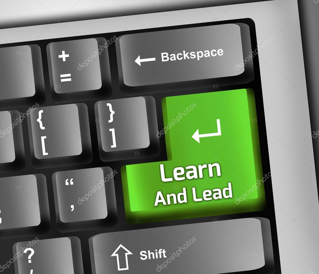 Keyboard Illustration with Learn And Lead wording