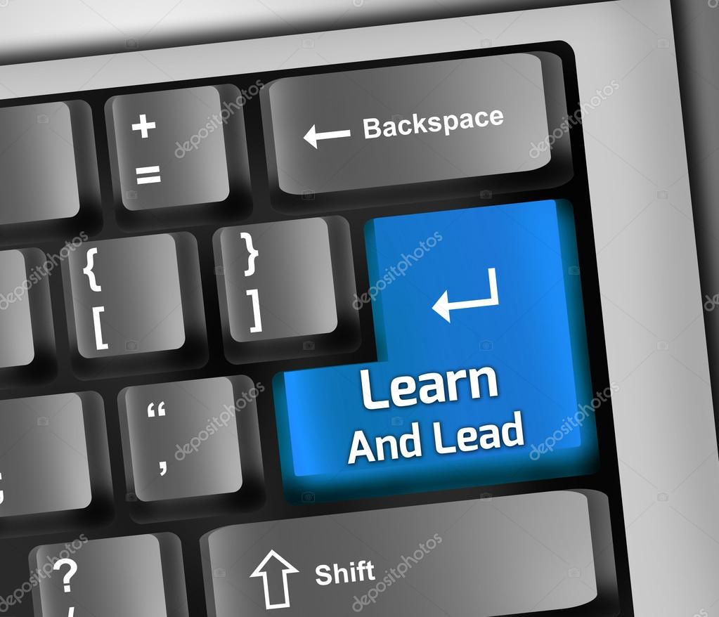 Keyboard Illustration with Learn And Lead wording