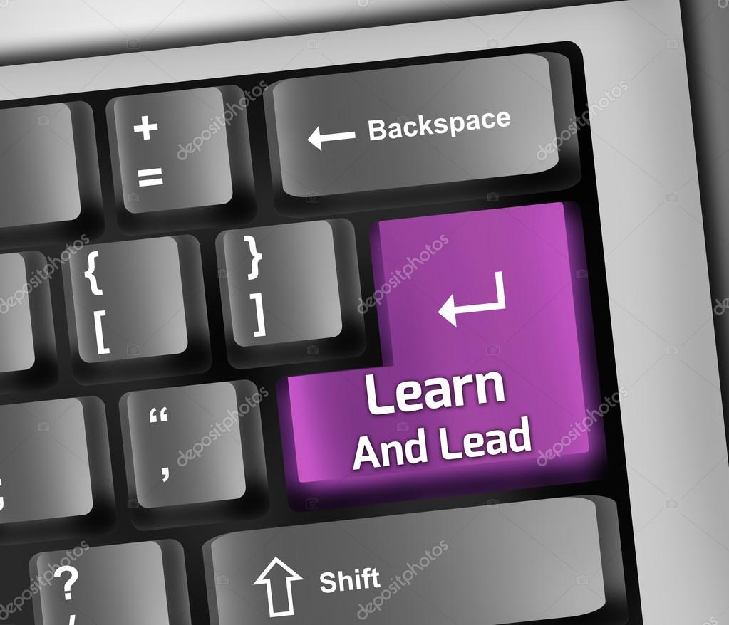 Keyboard Illustration with Learn And Lead wording