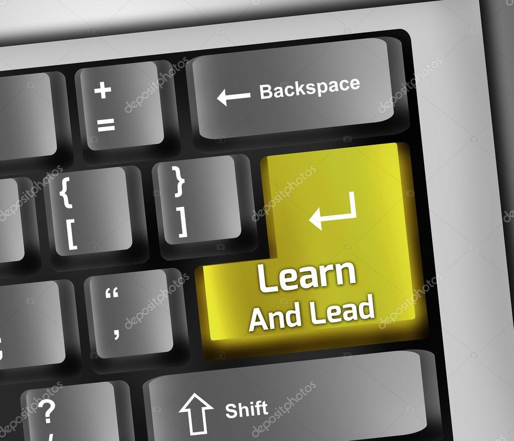 Keyboard Illustration with Learn And Lead wording