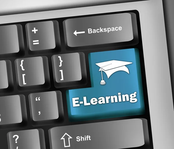 Ilustração de teclado E-Learning — Fotografia de Stock