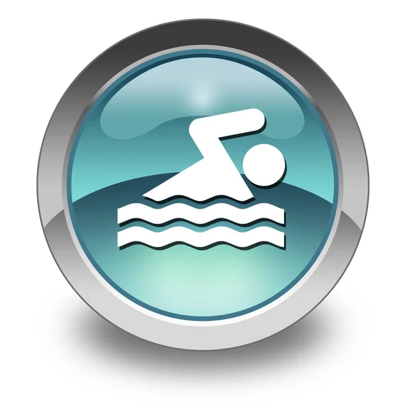 Ikona przycisku, piktogram, pływanie — Zdjęcie stockowe