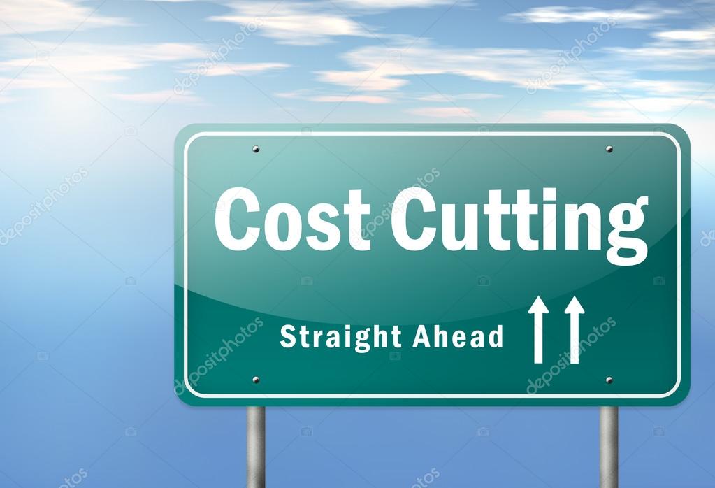 Highway Signpost with Cost Cutting wording