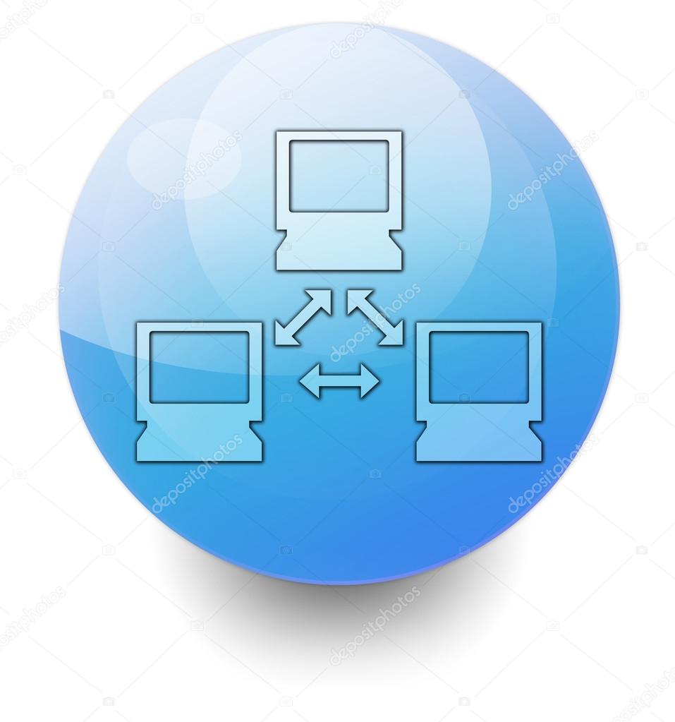 Icon, Button, Pictogram with Network symbol