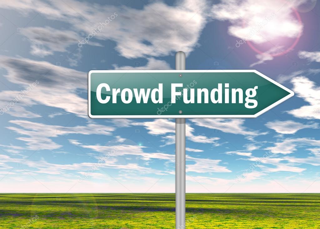 Signpost with Crowd Funding wording