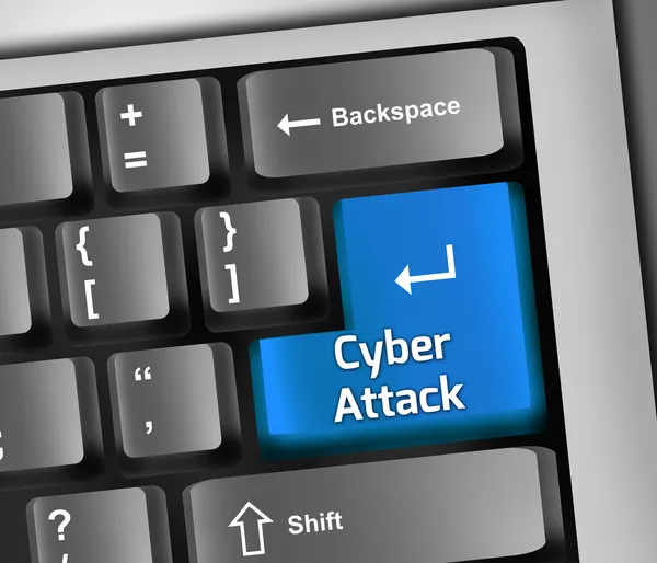 Atak cyber ilustracja klawiatura — Zdjęcie stockowe