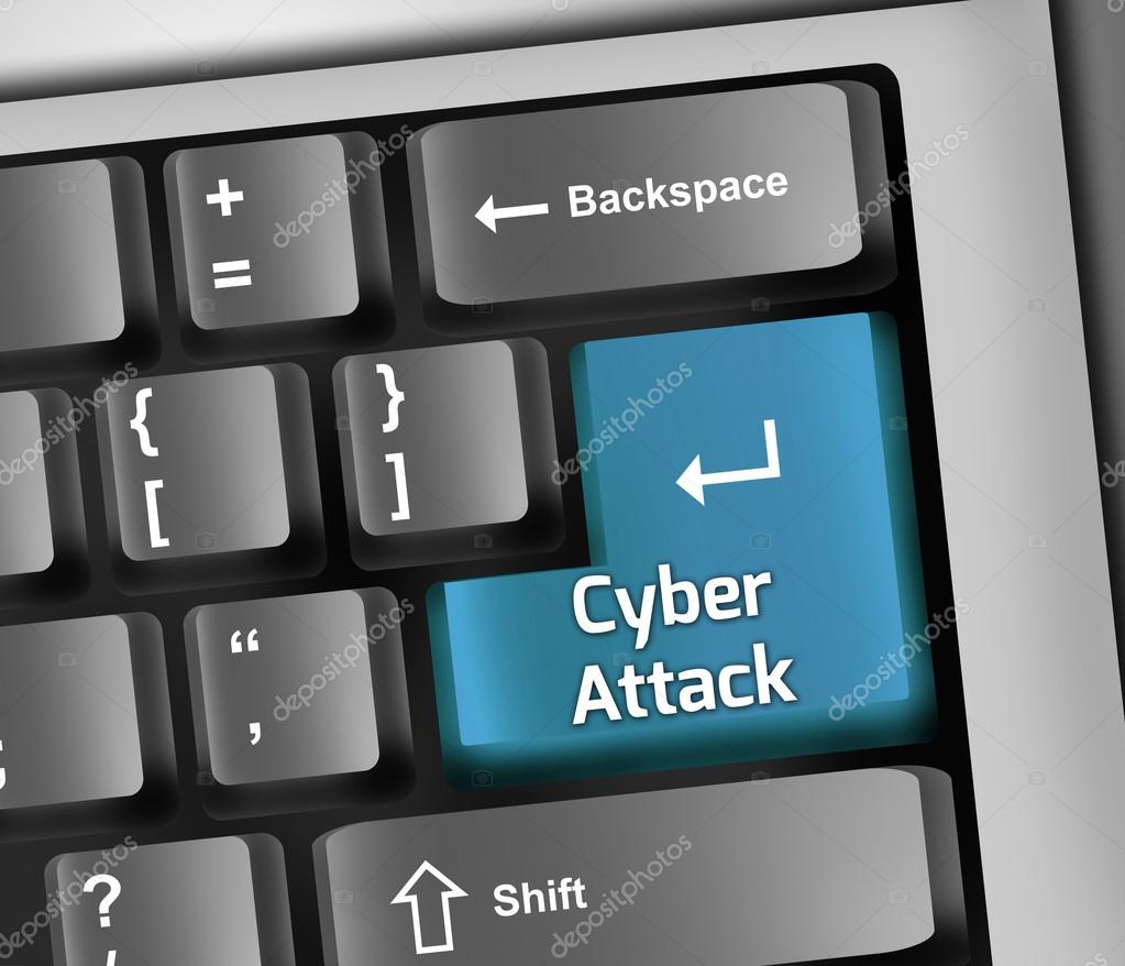 Keyboard Illustration with Cyber Attack wording