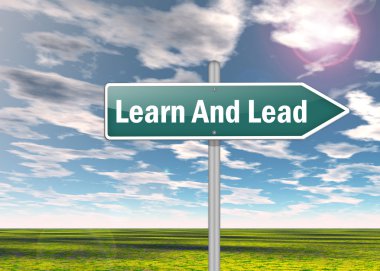 Signpost Learn And Lead clipart