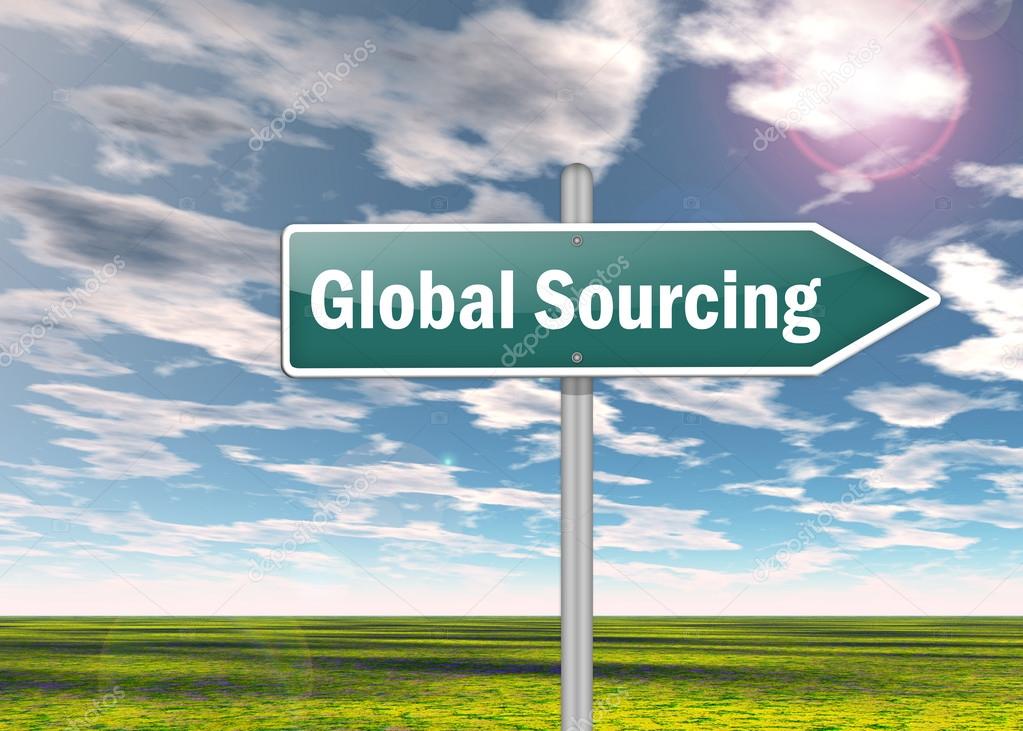 Signpost with Global Sourcing wording