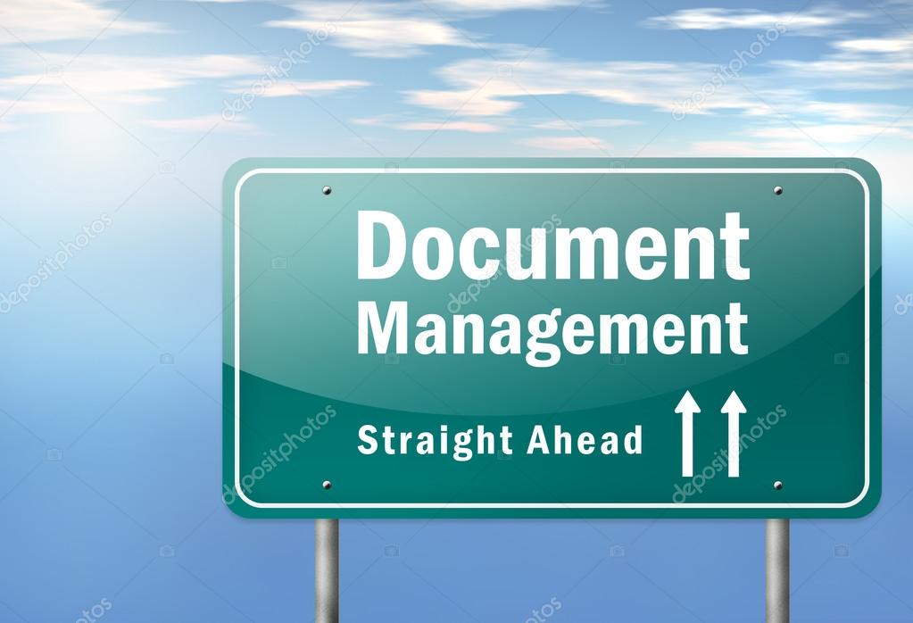 Highway Signpost with Document Management wording