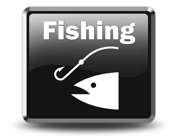 Simge, düğme, piktogram balıkçılık, olta balıkçılığı — Stok fotoğraf