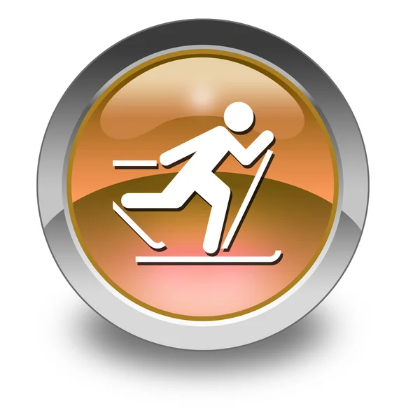 Ikona przycisku, piktogram narciarstwa biegowego — Zdjęcie stockowe