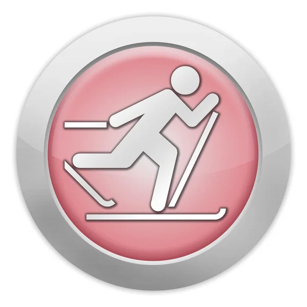 Ikona przycisku, piktogram narciarstwa biegowego — Zdjęcie stockowe