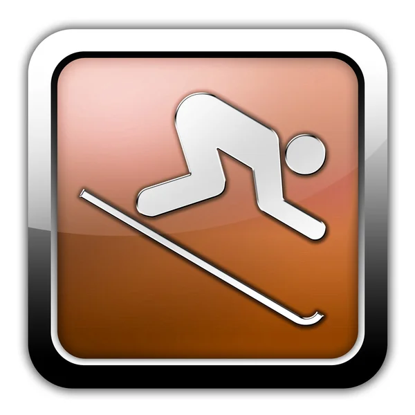 Pictogram, knop, pictogram skiën — Stockfoto