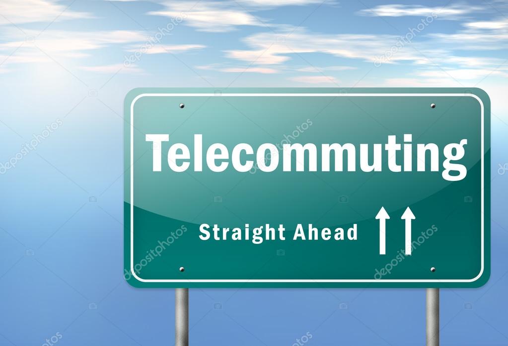 Highway Signpost with Telecommuting wording