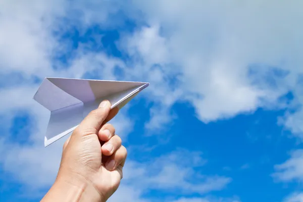 Plane in hand — Stock Photo, Image