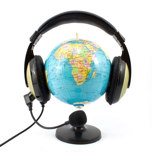 Globo y auriculares — Foto de Stock