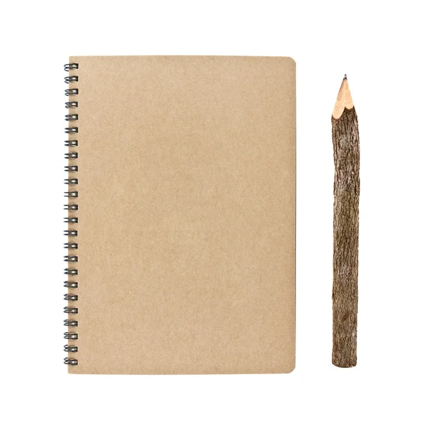 Blank notebook and bark pencil — Stock Photo, Image