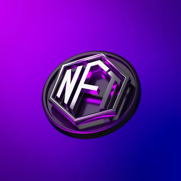 Nft Badge Met Holografische Achtergrond Illustratie — Stockfoto