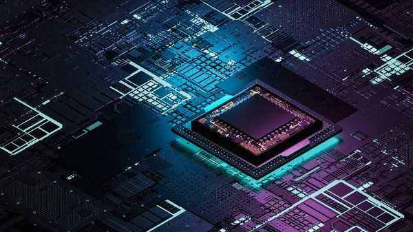 Processor Chip Slimme Microchip Illustratie — Stockfoto