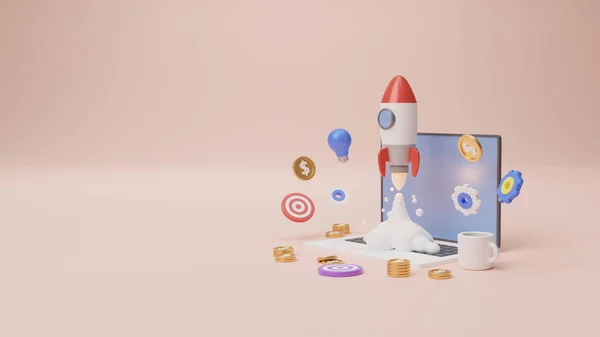 Startup Rocket Launch Business Concept Illustration — ストック写真