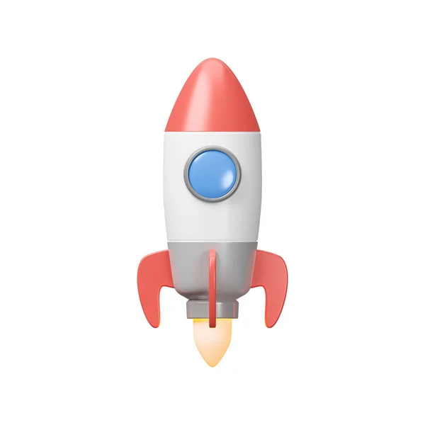 Rocket Launch Isolated White Background Illustration — 스톡 사진
