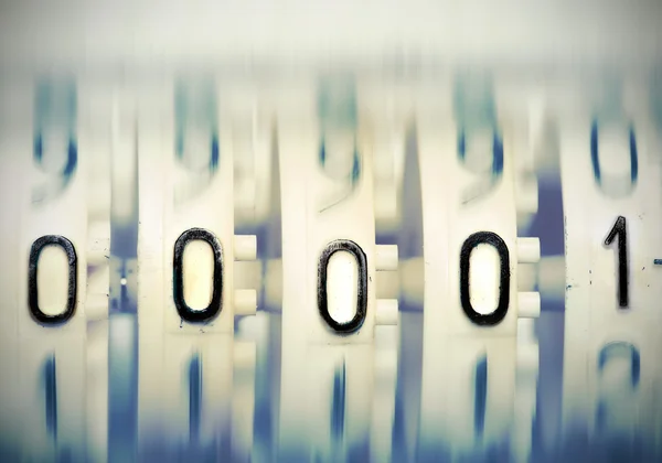 Numbers 00001 from Mechanical Scoreboard. Stylized photo. — Stock Photo, Image