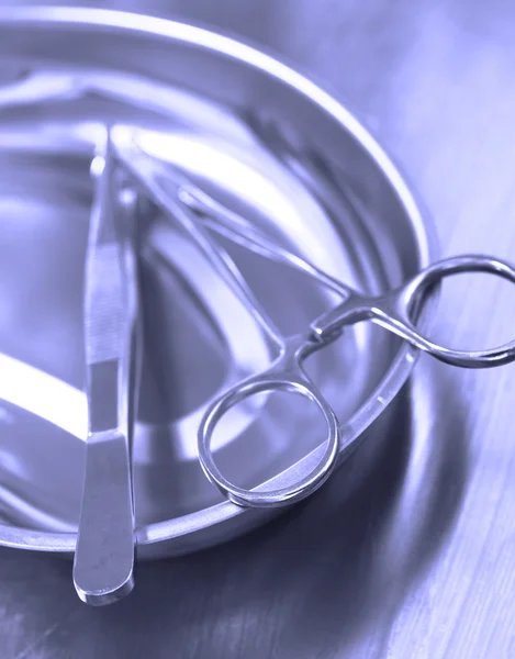 Medical Tools in a metal tray — Stock Photo, Image