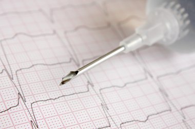 çözüm tıbbi iğne ucu üzerinde damla.