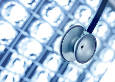 stetoskop üzerinde arka plan tomografi (ct taraması)