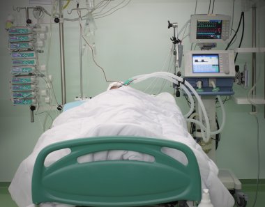 bed ICU with the patient clipart