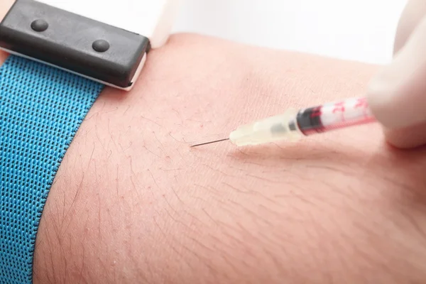 Injection of insulin. Macro photo — Stock Photo, Image