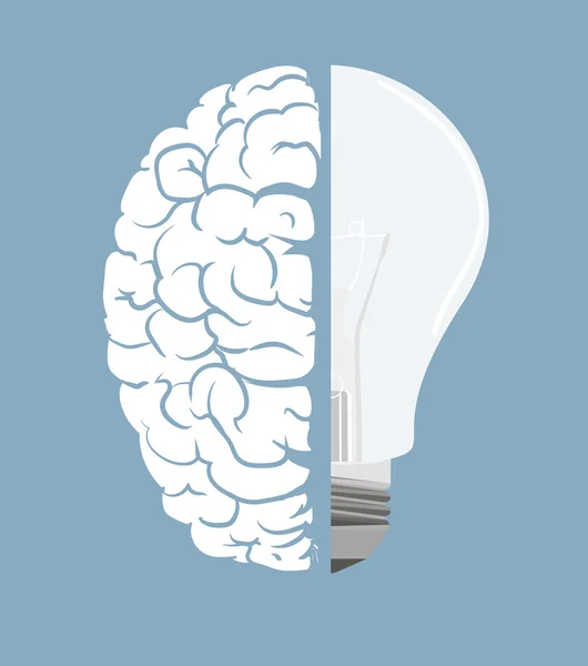 灯泡和大脑。标志 — 图库照片